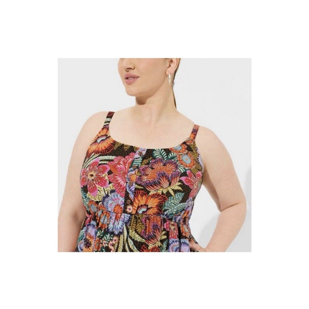 Torrid Maxi Challis Tiered Dress Floral Sz 2 Sleeveless Boho Summer Festival - Picture 3 of 14